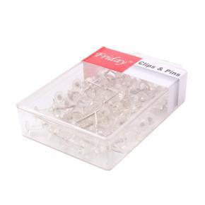 50pcs Push Pins Transparent Plastic Head with Metal Point Thumb Tacks Marking Pins Wall Tacks Map Pins for Bulletin Board Cork Board Home Office School Supplies