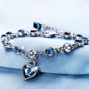 Trendy New Chain Bracelets for Women Silver Heart Shape Blue, Pink, Light Blue Stone Bracelets for Girls Simple Stylish New Collection - Wedding Gift Fine Jewelry for Girls Stylish Simple Fashion