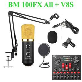 BM-100FX Condenser Studio Microphone + v8s sound card