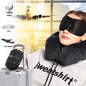 Adjustable Memory Air Made Portable Travel Pillow, Eyemask, Earplucks