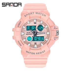 SANDA Brand Men's Outdoor Luxury Casual Fashion Double Display Large Dial Luminous Multi-function Men's Waterproof Watch