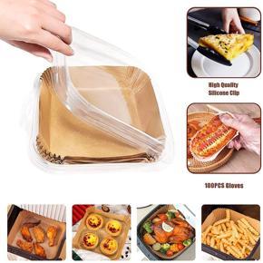 50PCS Air Fryer Parchment Paper with Tongs&Gs for Baking,BBQ