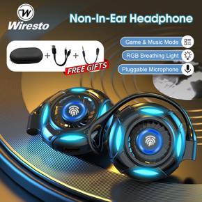 Wiresto S660 TWS Earphone Bluetooth 5.3 Non-in-ear Wireless Headphones Hanging Earphone Noise Canceling Earbuds Sports Earbuds Waterproof Headsets HIFI Stereo Earbuds Gaming Headset with Breathing Lig