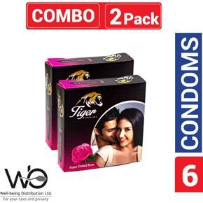 Tiger - Dotted Condoms Rose Flavour - Combo Pack - 2 Packs - 3x2=6pcs