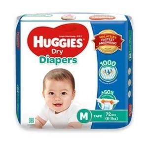 Huggies Dry Belt Diaper Medium (M) -72 Pcs (6 - 11 Kg), Made in Malaysia