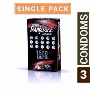 Manforce Litchi Flavour 1500 Dots Super Condoms Single Pack - 3x1= 3pcs