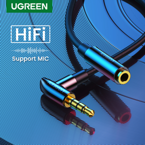 UGREEN 3.5mm Headphone Audio AUX Extension Cable Right Angled L Type Auxiliary 3.5mm Male to Female Stereo Audio Extend Cable Adapter Cord