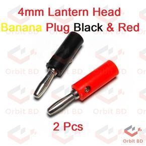 2Pcs- Male Banana Plug 4mm Lantern Head 1-Pair Red & Black Jack Screw Terminal Connectors For Audio Speaker Cables