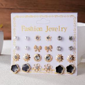 Mixed Designs Pearl Stud 12 Pairs = 24 Pcs Earrings Set for Women New Collection - Earring for Women - Earring Set for Girls Simple Top