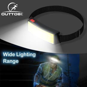 Outtobe Headlamps LED COB Headlight USB Rechargeable Head Lighting Waterproof Light Headlamp Flashlight Camping Fishing Outdoor Hiking Headlamp Head Lamp Head Light Wide Lighting