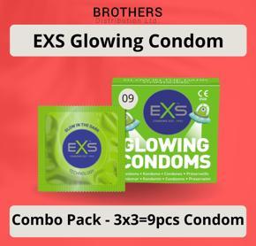 EXS Condom - Glow In The Dark Condom - Combo Pack - 3x3=9pcs (Made in UK)