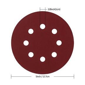 ARELENE 100PCS 5 Inch Sanding Discs 150 180 240 320 400 Medium Sanding Discs Loop 6 Holes Self Stick Sandpaper Orbital Sander