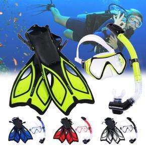 #S Snorkel Diving Underwater Scuba ,Swim Fins,free Breathing Dry Top Snorkel ,professional Snorkeling Set Adult - Fluorescent Yellow M