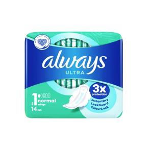 Always Ultra Normal With Wings Sanitary 14pads