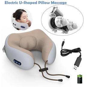 U-shaped Vibration Electric Rechargeable Massage pillow Electric Travel Massage Pillow U-Shaped Memory Foam Neck Massage