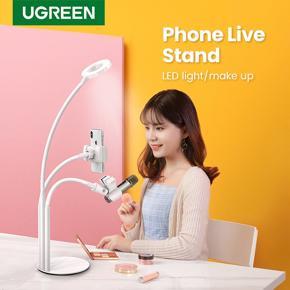 UGREEN Ring Light Mobile Phone Holder Led for Youtube TikTok Stand Live Stand Holder with LED Light Adjustable Multi-Functional Holder