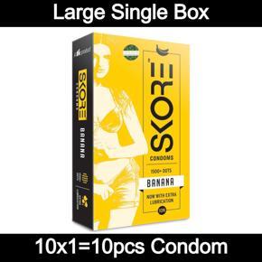 Skore Condom - 1500+ Dots Banana Flavored with Extra Lubricant - Single Box Contains 10pcs Condom (Made in India)
