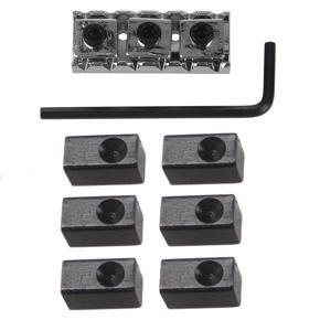 BRADOO- 6 Pcs Guitar Tremolo Bridge Saddle Clamp Pressure Lock String Insert Metal Block for Electric Guitar Parts & 1 Pcs Electric Guitar String Locking Nut for Tremolo Bridge 42.2Mm