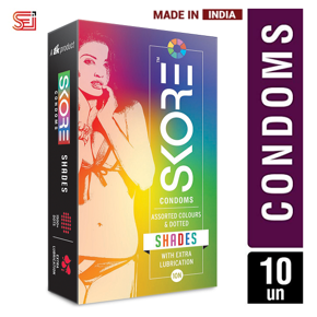 Skore Shades Assorted Colours With Dotted Condoms - 10pcs