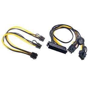 BRADOO- CPU 8Pin to Image Video Card Distributor Cable 30cm with ATX Power 24Pin to Dual 6+2 Pin 8Pin and on Off Switch Cable