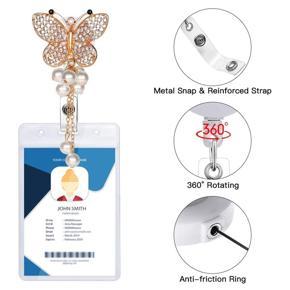 2Pcs Butterfly Badge Reels Retractable Rhinestone Badge Holders Name Tag Holder Reels with Alligator Clips for Nurses