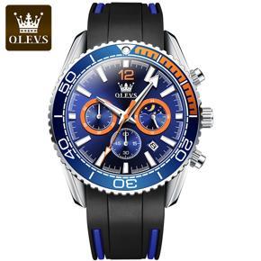 OLEVS Watch For Men Waterproof Sports Multifunction Chronograph Calendar Display Quartz Movement Silicone Strap Wristwatch - 9916