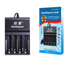 Doublepow Portable 4 Slots NI-MH/NI-CD AA & AAA Rechargeable Battery Intelligent Charger with USB Cable