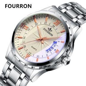 FOURRON Men's Business Watches Luminous Quartz Watch Male Wristwatch Top Brand Calendar IP67 Waterproof Men Watch