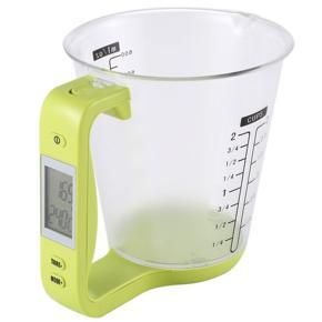 Measuring Cup Kitchen Scales Digital Beaker Libra Electronic Tool Scale With Lcd Display Temperature Green & Transparent