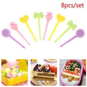 8pcs Fruit Fork Mini Kids Snack Cake Dessert Food Pick Toothpick Bento Lunches Encounter