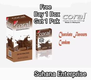 Coral - Chocolate Flavors Lubricated Natural Latex Condom Bay 10 Gat 1 Free