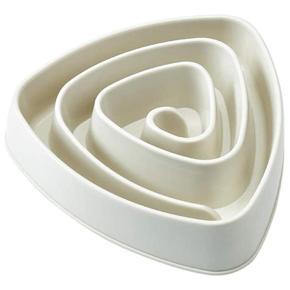 Plastic Triple-cornered Non-Slip Pet Slow Food Bowl Anti-Choke Bowl Dog Food Bowl Cat Food Bowl (Beige White)