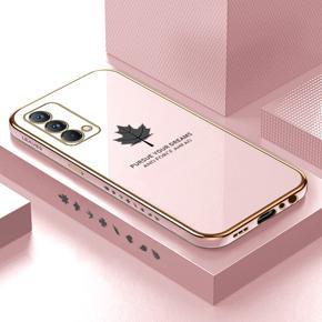 Hontinga for Realme GT Master Back Cover Luxury 6D Plating Maple Leaf Side Pattern Case Soft Silicone Square Phone Cases