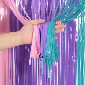 GC Fringe Curtains Colorblock Tinsel Backdrop Curtains Party Supplies For Birthday Party Wed Party Decorations