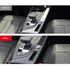 XHHDQES ABS Carbon Fiber LHD Gear Shift Panel Stickers Gearshift Decoration Frame Cover Trim for-Audi A4 B9 2017-2019