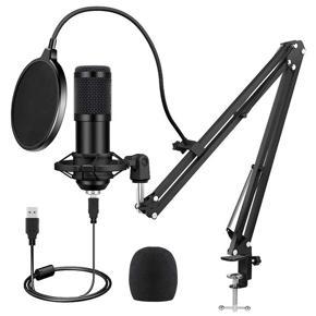 XHHDQES USB Computer Condenser Microphone Kit with Adjustable Scissor Arm Stand for PC YouTube Video Gaming Streams Studio