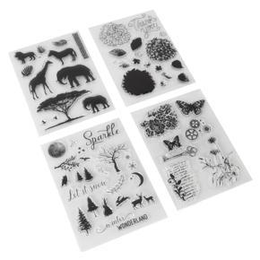 Himeng La 4 Pcs Clear Stamp Unique Design Recyclable Simple Operation Transparent Stamps for DIY Cards Scrapbook Crafts