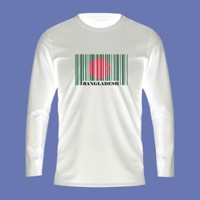 Bangladesh White long Sleeve T-Shirt For Men