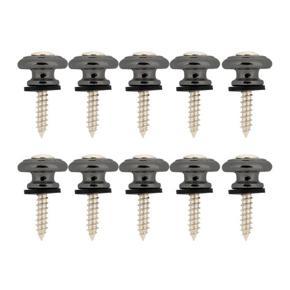 Guitar Strap Locks Black Gold Silver 10Pcs Mushrooms Head Buttons Metal End Pin With Screw For Ukulele Electric Acoustic