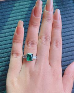 Emerald Cut Eternity Green Stone Wedding Ring