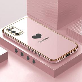 Hontinga for Realme 7 Pro Case Luxury 6D Plating Lover Heart Side Pattern Soft Back Cover Silicone Square Phone Cases