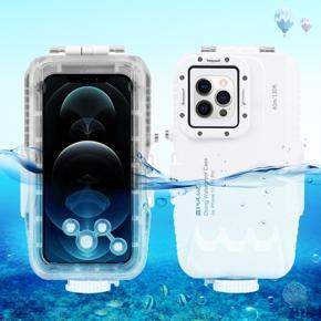 PULUZ 40m/130ft Waterproof Diving Housing Photo Video Taking Underwater Cover Case for iPhone 12 / 12 Pro(White)