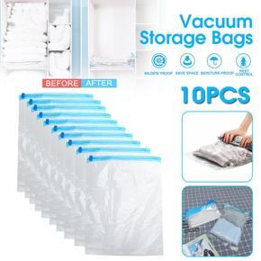 10PCS/Set Vacuum Compressed Bags Transparent Clothing Space Saving Bags Travel Home Sealed Compression Storage Bags