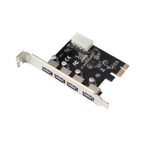 PCI-E to 4 USB3.0 Ports Expansion Card PCI Express to USB3.0 Adapter Card with Large 4Pin Power Interface for Desktop PC
