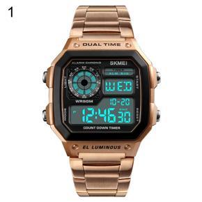 Fashion Men Digital Display Square Dial Waterproof Business Office Wrist Watch