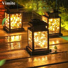Vimite Hanging 30 Led Solar Lights Lantern Outdoor Waterproof Garden Stairs Path Tree Lighting Landscape Solar Power Street Lamp for House Fence Yard Christmas Decoration Warm Color