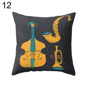 Jazz Music Drum Cello Tuba Pillow Case Cushion Cover Bed Car Cafe Office Decor