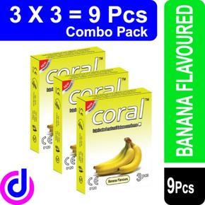 Coral - Banana Flavoured Condom For Men  3 x 3 = 9 pcs ( package )