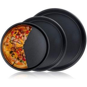 Nonstick 3 Pieces Pizza Pan Set - Black Color