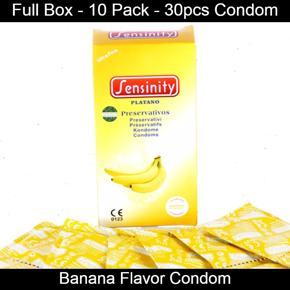 Sensinity Condom - Banana Flavored Condom - Full Box (10 Pack Contains 30pcs Condom)